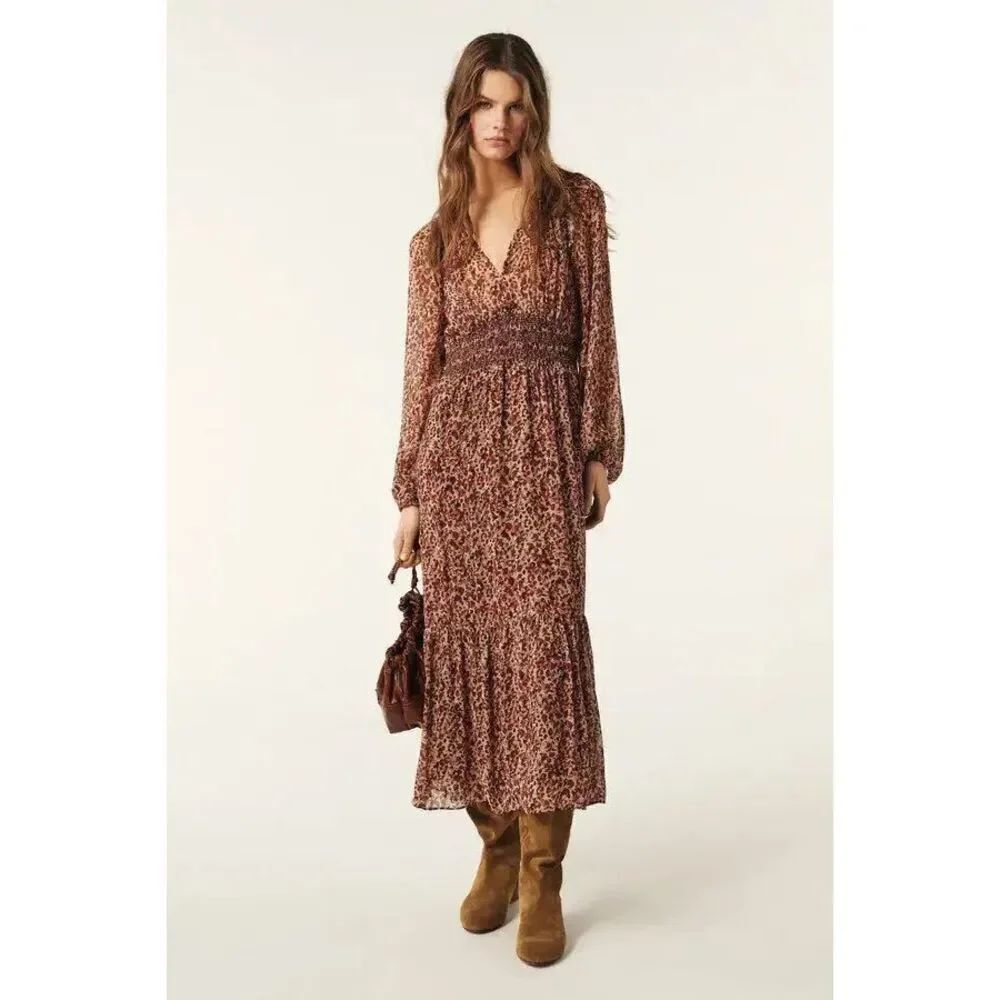 Ba&sh 1 (Small) Coraly Smocked Belt Maxi Dress
